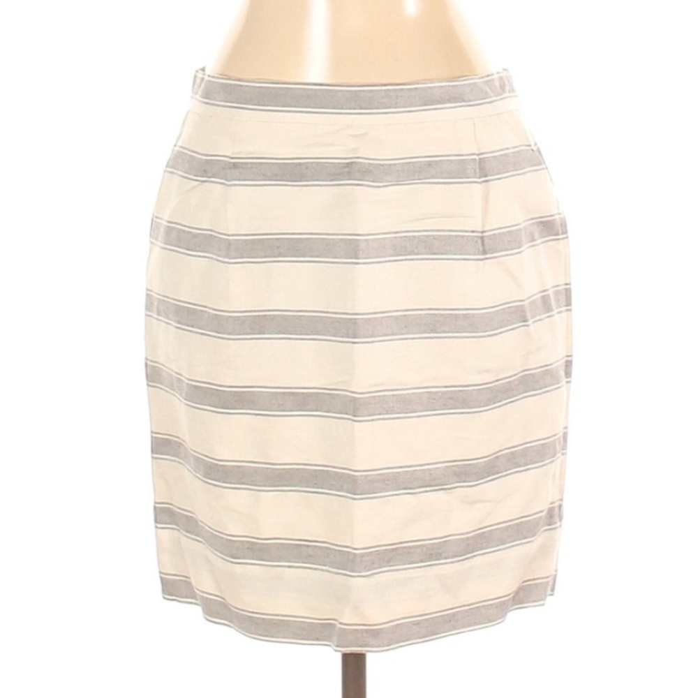 J.Crew neutral ivory Gray Striped Mini Skirt sz 4
